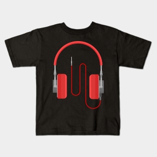 Red headphones Kids T-Shirt